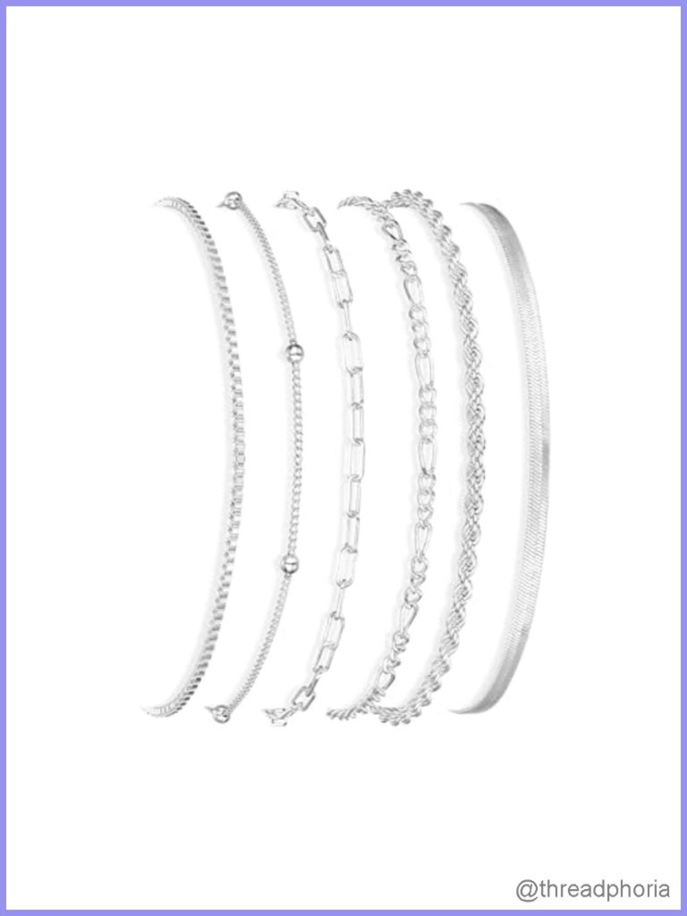 6-Piece Adjustable Bracelet Set for Women - 14K Silver Filled Stackable
